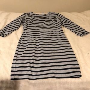 Striped 3/4-sleeve knee-length dress